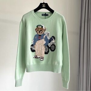 Ralph Lauren Mint Green Sweater with Bear Design